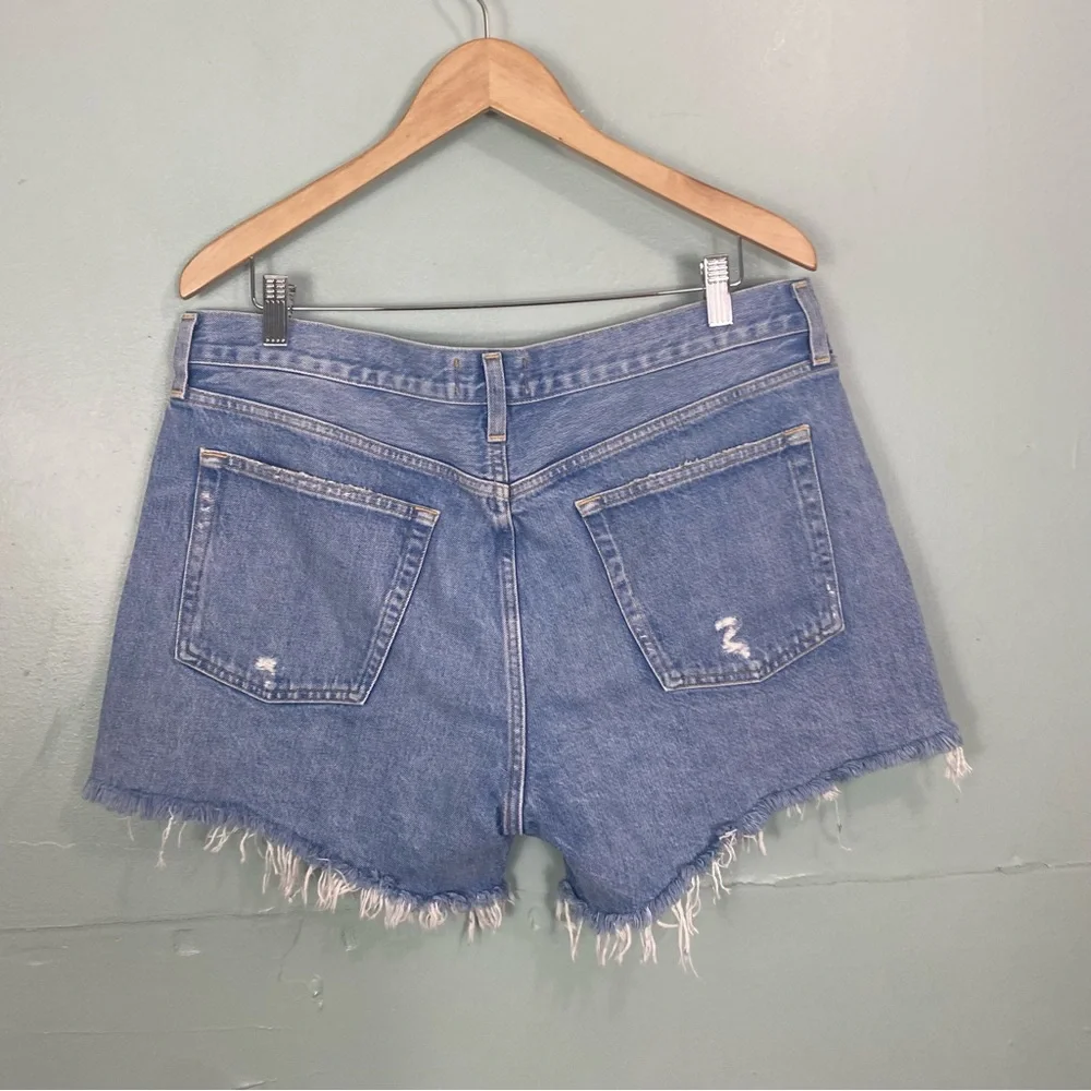 Agolde NWOT Parker Long Short Distressed‎ Denim Blue Size 32 Swapmeet